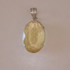 Large yellow saphire quartz 925 sterling silver pendant